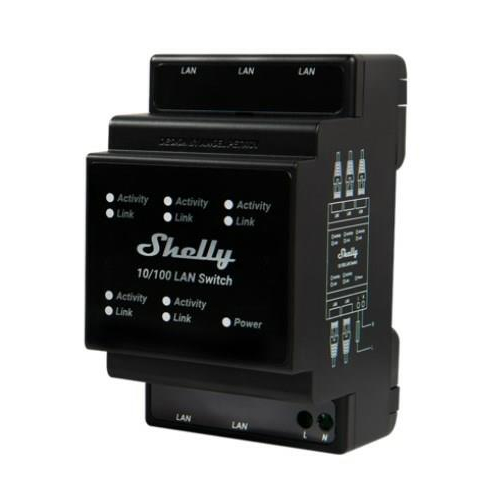 Switch LAN Shelly - gniazdko - 5 portów - 10/100 Mbit