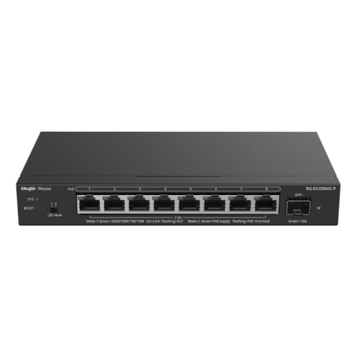 Ruijie Networks RG-ES209MG-P przełącznik sieciowy Zarządzany L2 2.5G Ethernet (100/1000/2500) Obsługa PoE Czarny