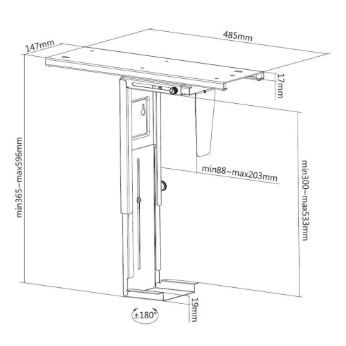 Equip 650892 uchwyt do komputera Uchwyt procesora pod biurkiem Czarny-23059742