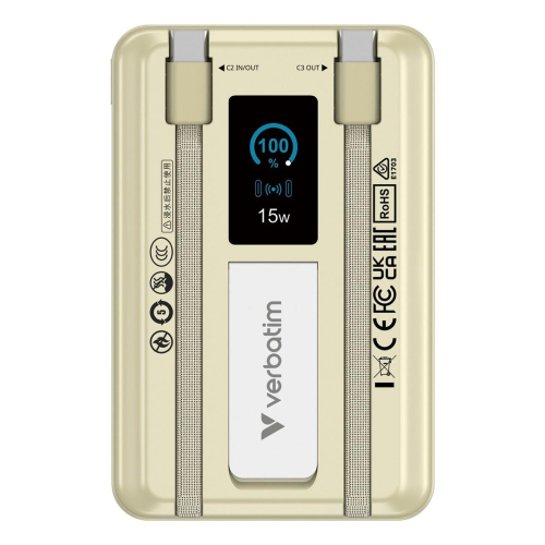 Verbatim 32274 bank mocy Litowo-polimerowy (LiPo) 10000 mAh Bezprzewodowe ładowanie Złoto-23060760