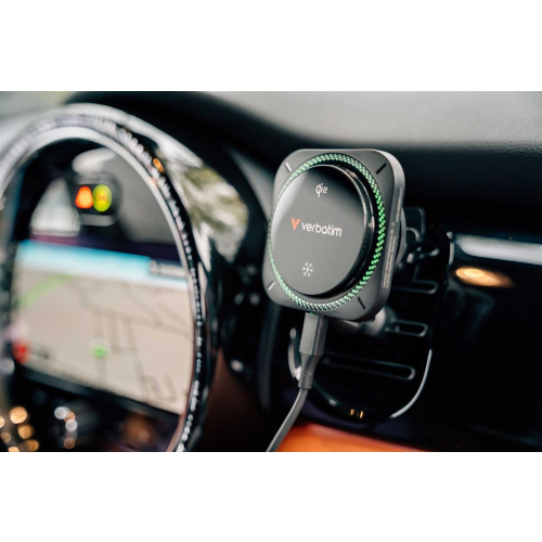 Verbatim Charge 'n' Drive Qi2 RGB Smartfon Czarny USB Bezprzewodowe ładowanie Szybkie ładowanie Automatyczna-23060916