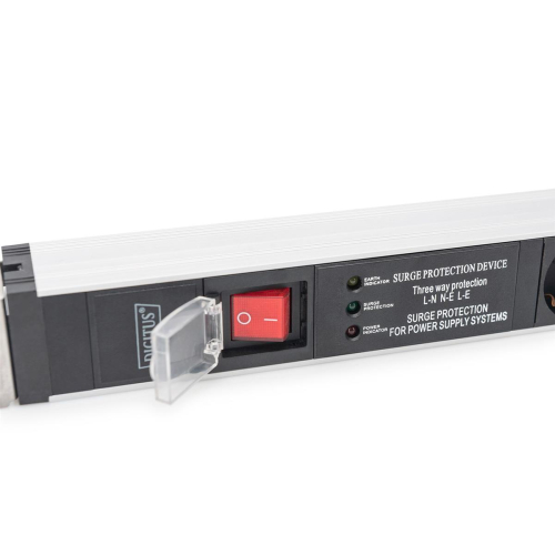 Digitus Listwa zasilająca z profilem aluminiowym i wyłącznikiem, zabezpieczenie przed przepięciami, zintegrowany fil