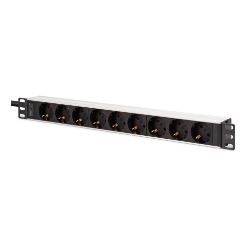 Digitus DN-95440 rozdzielacz zasilania PDU 9 x gniazdo sieciowe 1U Czarny, Srebrny