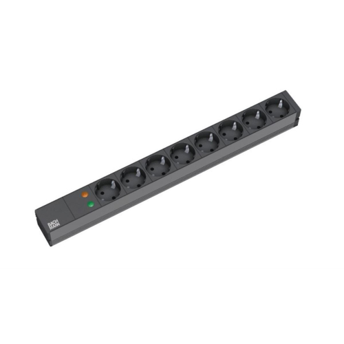 Bachmann 19'' 2m 8x Schuko H05VV-F 3G 1.50mm2 rozgałęziacz 8 x gniazdo sieciowe Czarny