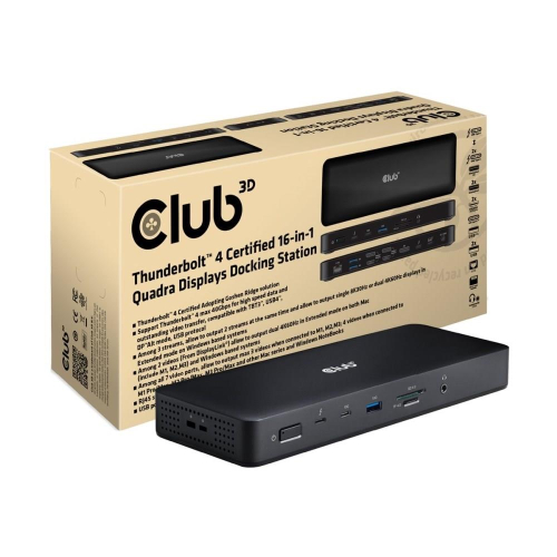 CLUB3D CSV-1583 stacja dokująca Przewodowa Thunderbolt 4 Czarny