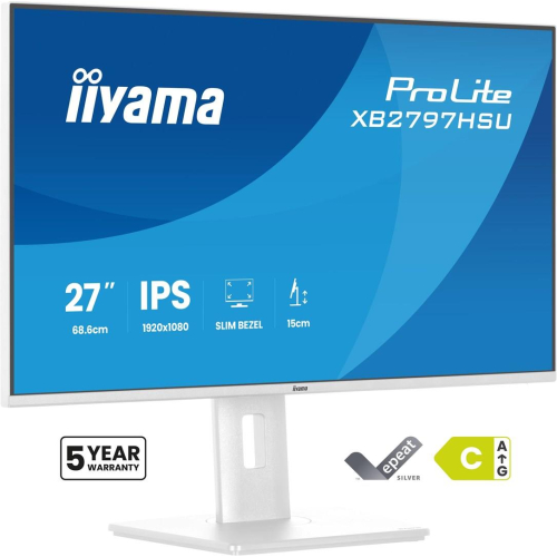 iiyama ProLite XB2797HSU-W1 monitor komputerowy 68,6 cm (27") 1920 x 1080 px Full HD LED Biały