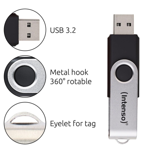 Intenso USB 256GB OFFICE LINE 3.2 Gen1 Silver-Black pamięć USB USB Typu-A 3.2 Gen 1 (3.1 Gen 1) Czarny, Srebrny-230741