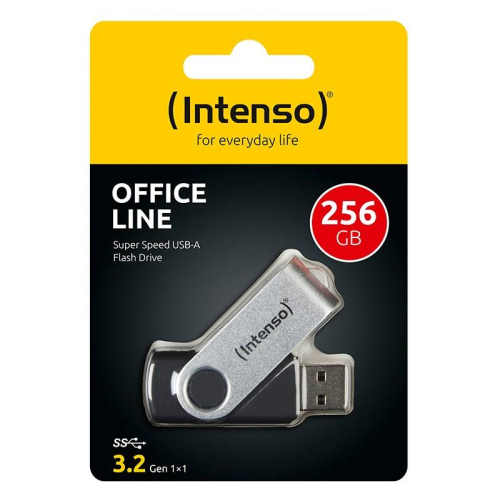 Intenso USB 256GB OFFICE LINE 3.2 Gen1 Silver-Black pamięć USB USB Typu-A 3.2 Gen 1 (3.1 Gen 1) Czarny, Srebrny-230741