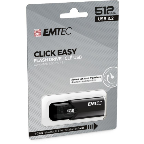 Emtec B110 Click Easy 3.2 pamięć USB 512 GB USB Typu-A 3.2 Gen 2 (3.1 Gen 2) Czarny