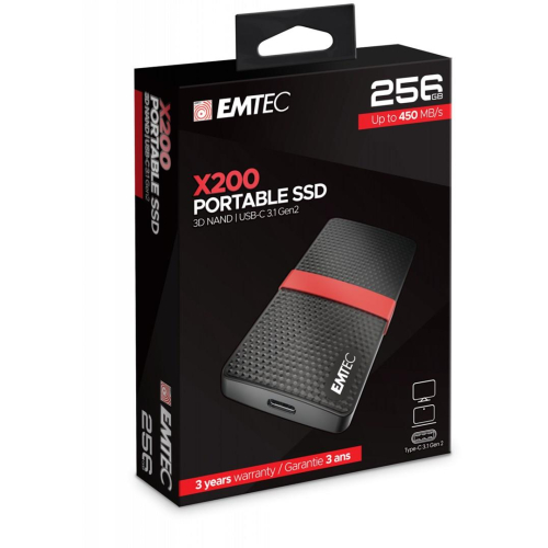 Emtec X200 256 GB USB Type-C 3.2 Gen 1 (3.1 Gen 1) Czarny, Czerwony-23074344