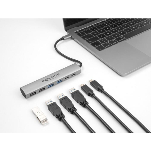 DeLOCK 6-portowy koncentrator USB z 4 x żeńskim złączem USB Typ-A i 2 x żeńskim złączem USB Type-C-23074805