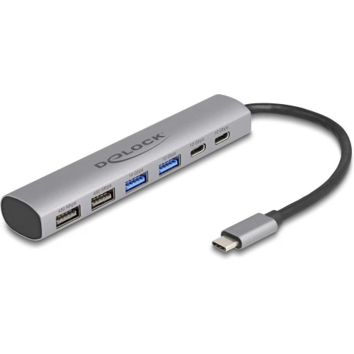 DeLOCK 6-portowy koncentrator USB z 4 x żeńskim złączem USB Typ-A i 2 x żeńskim złączem USB Type-C
