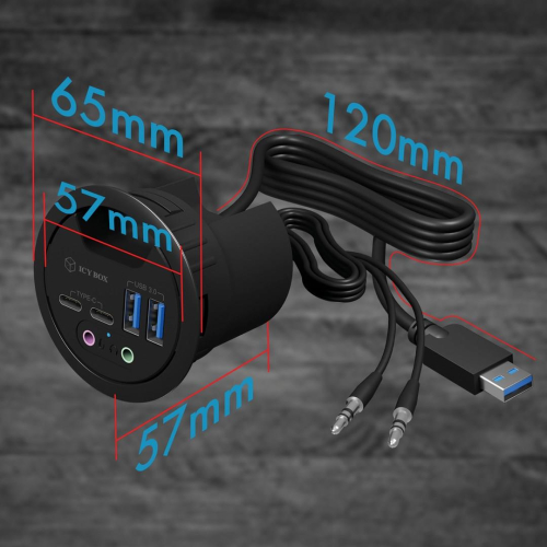 ICY BOX IB-HUB1403B gniazdko elektryczne Antracyt-23074821