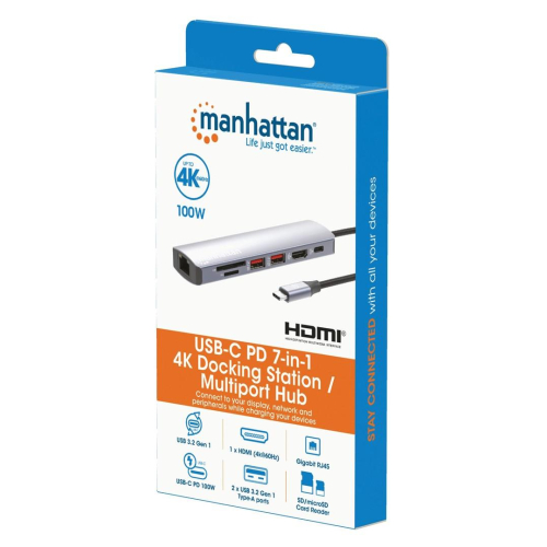 Manhattan 153966 stacja dokująca Przewodowa USB 3.2 Gen 2 (3.1 Gen 2) Type-C Srebrny-23074845