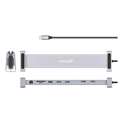 Manhattan 190398 stacja dokująca Przewodowa USB 3.2 Gen 1 (3.1 Gen 1) Type-C Szary-23074849