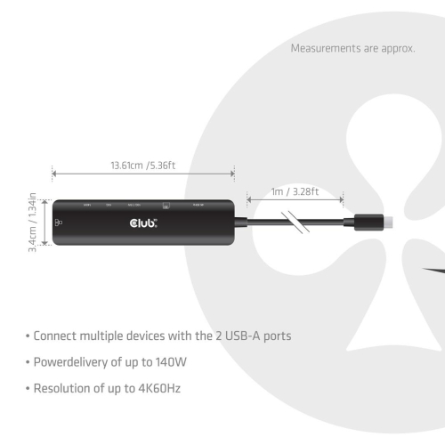 CLUB3D CSV-2555 stacja dokująca Przewodowa Czarny-23074887