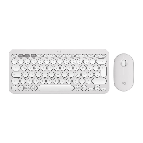 Logitech 920-012204 klawiatura Dołączona myszka Uniwersalne RF Wireless + Bluetooth QWERTZ Niemiecki Biały