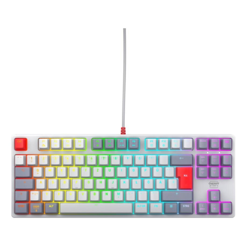 CHERRY K4V2 TKL klawiatura Gaming USB QWERTZ Niemiecki Szary, Jasny Szary, Czerwony