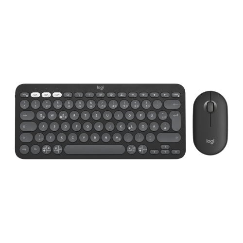 Logitech 920-012203 klawiatura Dołączona myszka Uniwersalne RF Wireless + Bluetooth QWERTZ Niemiecki Grafitowy