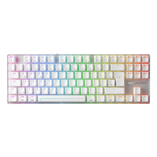 CHERRY MX 8.2 Pro TMR Wireless klawiatura Gaming USB + RF Wireless + Bluetooth QWERTZ Niemiecki Srebrny, Biały
