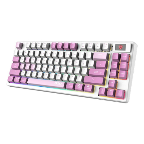 MSI FORGE GK600 TKL WIRELESS VIOLET klawiatura Gaming USB + Bluetooth QWERTY Hiszpański Różowy, Fioletowy, Biały-230
