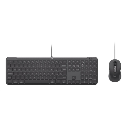 Logitech 920-013343 klawiatura Dołączona myszka Dom/Biuro USB QWERTZ Niemiecki Grafitowy