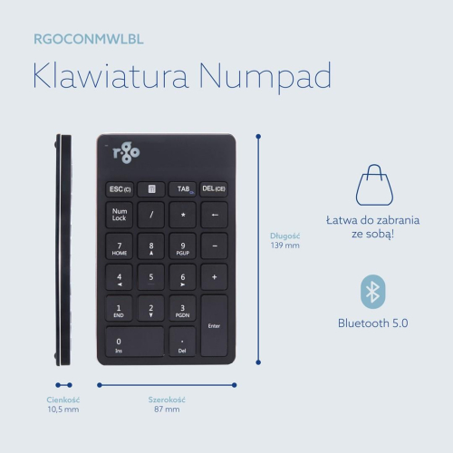 Klawiatura numeryczna R-Go Tools Numpad Break Bluetooth, czarna-23075290