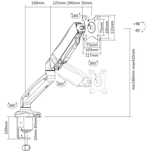 Equip 650120 uchwyt / stojak do monitorów 81,3 cm (32