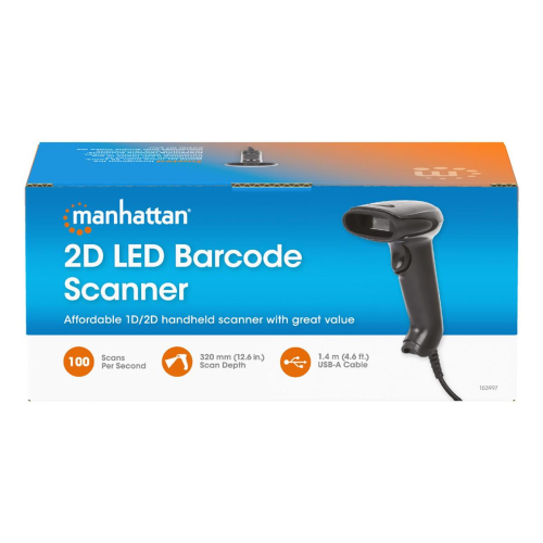 Manhattan 153997 czytnik kodów kreskowych Ręczny czytnik kodów kreskowych 1D/2D LED Czarny-23092227
