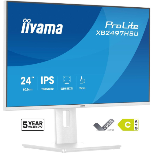 iiyama ProLite XB2497HSU-W1 monitor komputerowy 60,5 cm (23.8") 1920 x 1080 px Full HD LED Biały