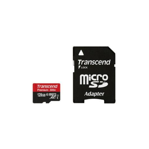 SD microSD Card 128GB Transcend SDXC UHS1 w/adapter
