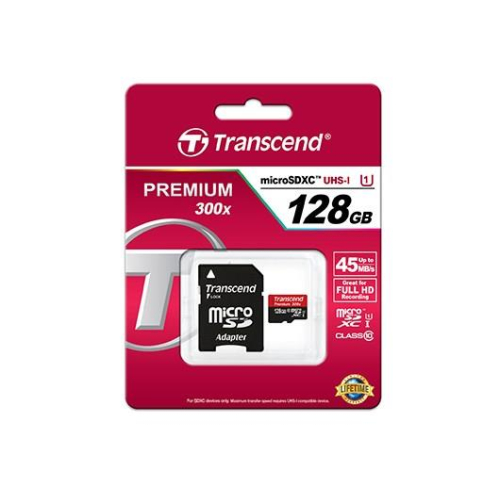 SD microSD Card 128GB Transcend SDXC UHS1 w/adapter-23124023