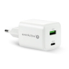 EVERACTIVE ŁADOWARKA SIECIOWA GAN 1 X USB ORAZ 1 X USB-C QUICK CHARGE 4.0 45W BIAŁA SC-450Q-23251900