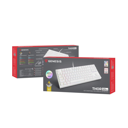 GENESIS Thor 404 TKL klawiatura Gaming USB QWERTY Amerykański międzynarodowy Biały-23245419