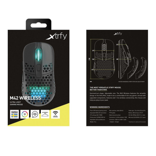 CHERRY XTRFY M42 RGB myszka Gaming Oburęczny RF Wireless + USB Type-C Optyczny 19000 DPI-23246128