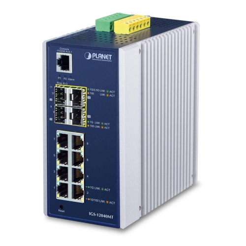 PLANET IGS-12040MT łącza sieciowe Zarządzany L2+ Gigabit Ethernet (10/100/1000) Niebieski, Biały