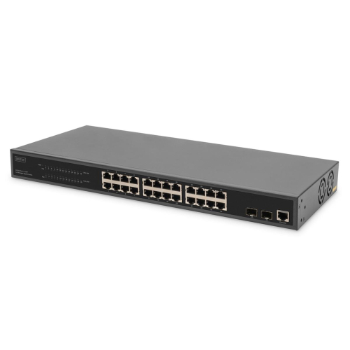 24 Port L2 Managed Gigabit Ethernet Switch with PoE Injector, 2 SFP Upload