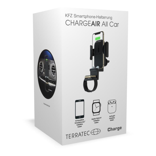 Terratec ChargeAir All Car Uchwyt aktywny Telefon komórkowy/Smartfon, Smartwatch Czarny-23251847