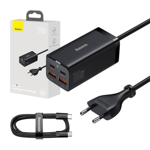 ŁADOWARKA SIECIOWA Baseus GaN 3 Pro Desktop Fast Charger CCGP000101 100W 2x USB-A 2x USB-C PD 3.0 QC 4.0+