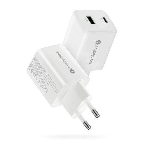 EVERACTIVE ŁADOWARKA SIECIOWA GAN 1 X USB ORAZ 1 X USB-C QUICK CHARGE 4.0 45W BIAŁA SC-450Q-23251897