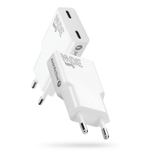 EVERACTIVE ŁADOWARKA SIECIOWA 2 X USB-C QUICK CHARGE 4+ 30W SUPER SLIM BIAŁA SC-385Q-23251908