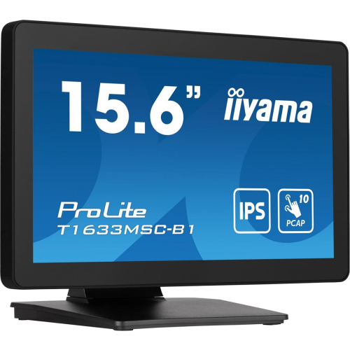 Monitor IIYAMA T1633MSC-B1 15.6inch PCAP Full HD Bezel Free Front 10P Touch 385cd/m2 HDMI DP USB Interface HUB 2x2.0 Spe