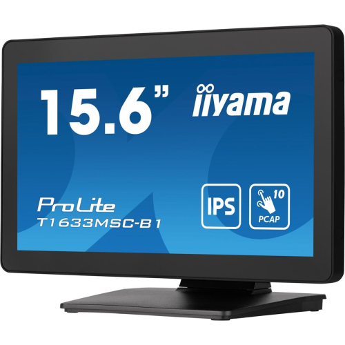 Monitor IIYAMA T1633MSC-B1 15.6inch PCAP Full HD Bezel Free Front 10P Touch 385cd/m2 HDMI DP USB Interface HUB 2x2.0 Spe