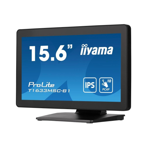 Monitor IIYAMA T1633MSC-B1 15.6inch PCAP Full HD Bezel Free Front 10P Touch 385cd/m2 HDMI DP USB Interface HUB 2x2.0 Speakers