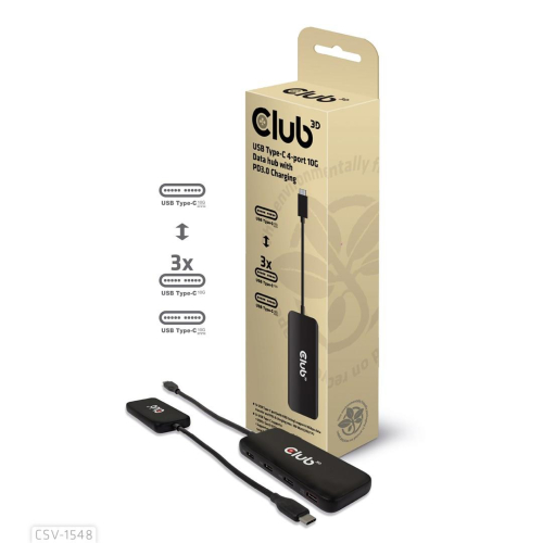 CLUB3D CSV-1548 stacja dokująca Przewodowa USB 3.2 Gen 1 (3.1 Gen 1) Type-C Czarny