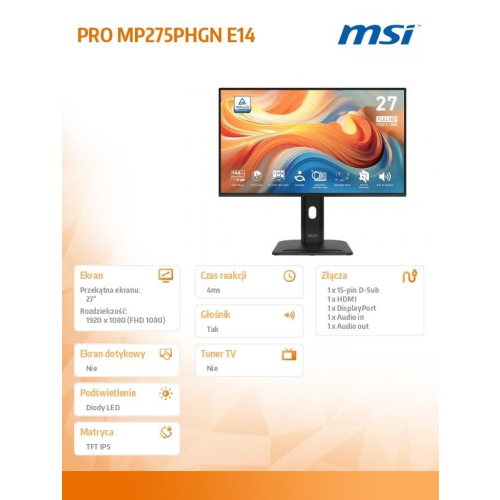 Monitor PRO MP275PHGN E14 27 cali/LED/FHD/Flat/144Hz/Czarny-23283738