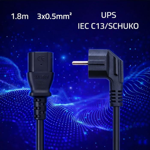 Kabel zasilający | wtyczka kątowa SCHUKO CEE 7/7 (E/F) | IEC C133x0.5mm2 | czysta miedź Cu | 1.8m-23283978