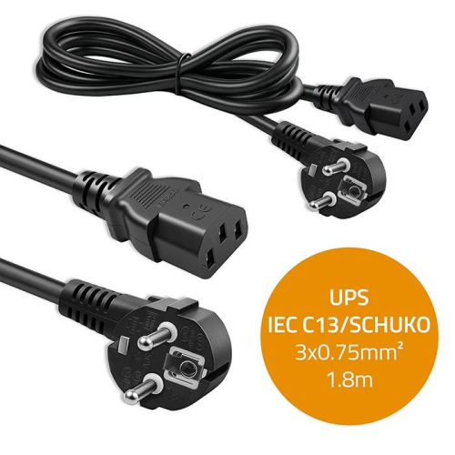 Kabel zasilający | wtyczka kątowa SCHUKO CEE 7/7 (E/F) | IEC C13 | 3x0.75mm2 | czysta miedź Cu | 1.8m-23283997