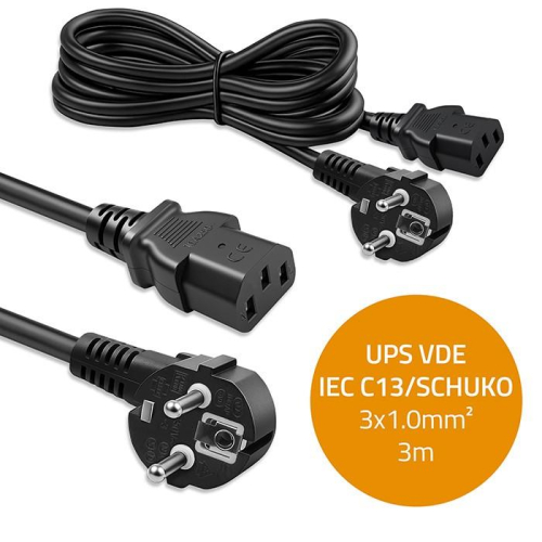 Kabel zasilający | wtyczka kątowa SCHUKO CEE 7/7 (E/F) | IEC C13 | 3x1.0mm2 | Czysta miedź Cu | 3m-23284111