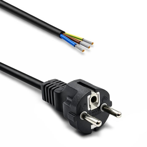 Kabel zasilający SCHUKO CEE 7/7 (E/F) | miedź Cu | odizolowany lutowany | 3x0.75mm2 | 1.8m